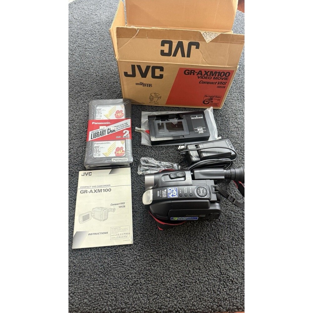 JVC GR-AXM100U VHS Video Tape Camcorder Handycam Bundle NIB Tested